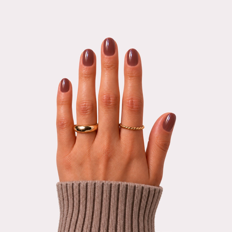 haute espresso edit press-on nails on hand