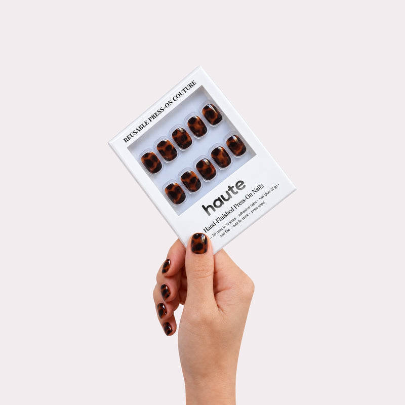 haute shell crush press-on nails box in hand