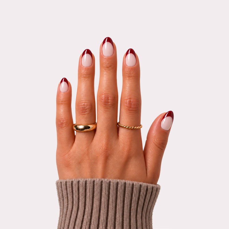 haute sip happens press-on nails on hand