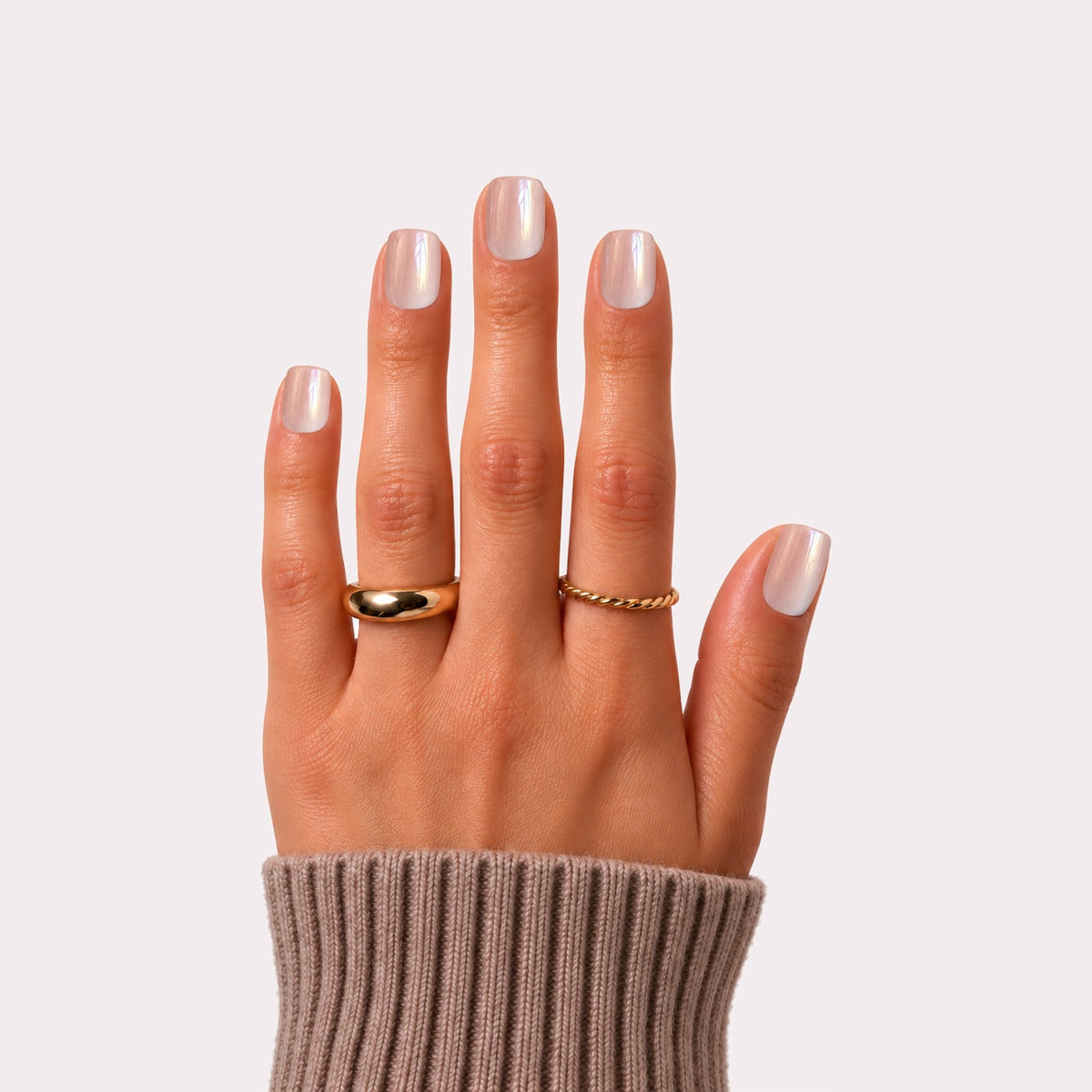 haute nude behaviour press-on nails on hand