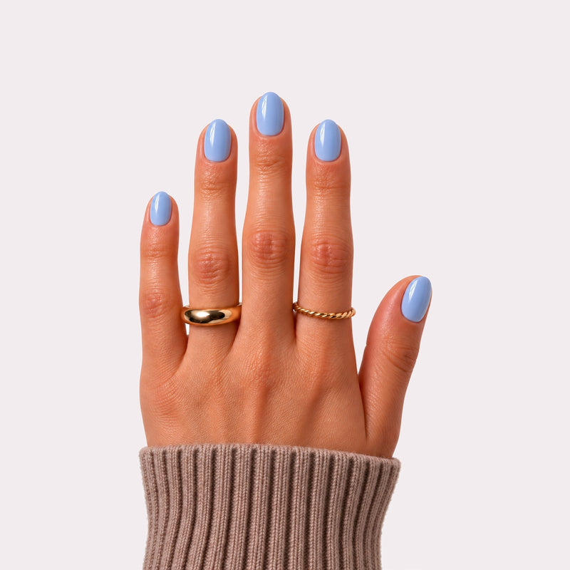 haute cloud nine-ish press-on nails on hand