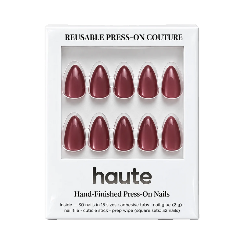 mauve me short almond press-on nails by haute